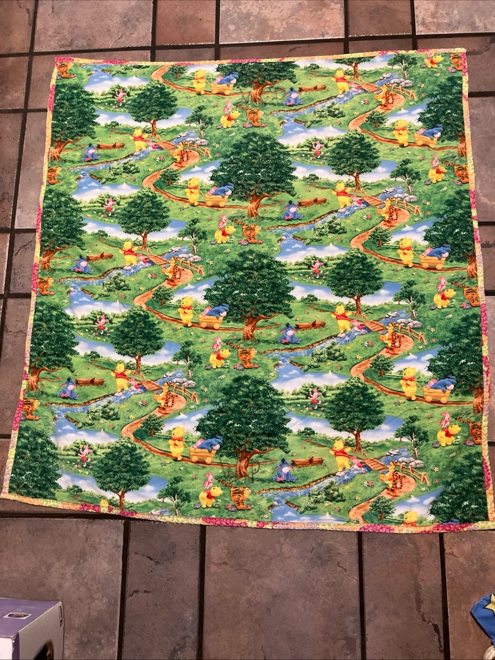 Disney Winnie the Pooh Green Yellow Blue Kids Throw Blanket